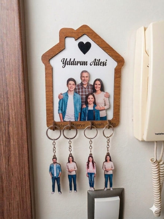 Aile Temalı Dekoratif Anahtarlık Askısı